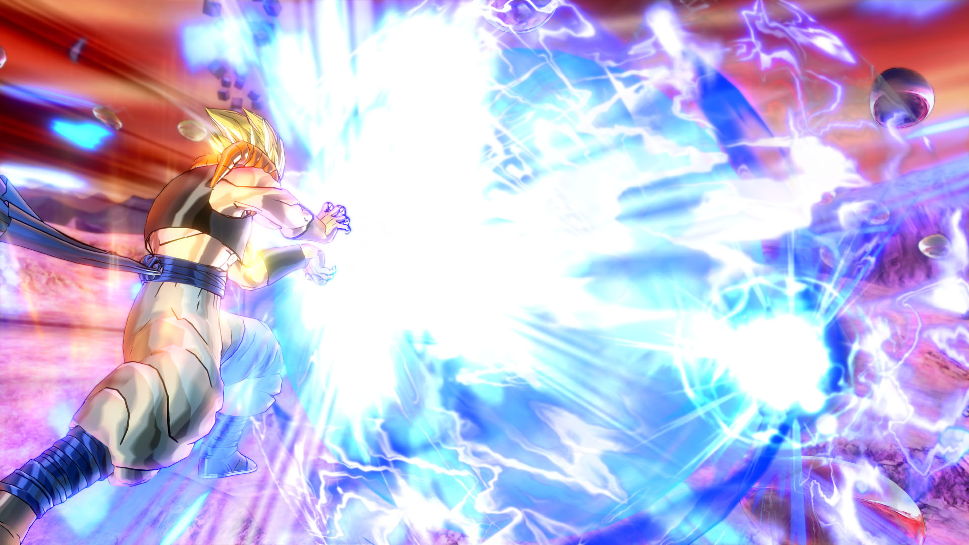 Best anime games: Dragon Ball Xenoverse 2. Image shows two characters shooting huge beams of energy at each other.