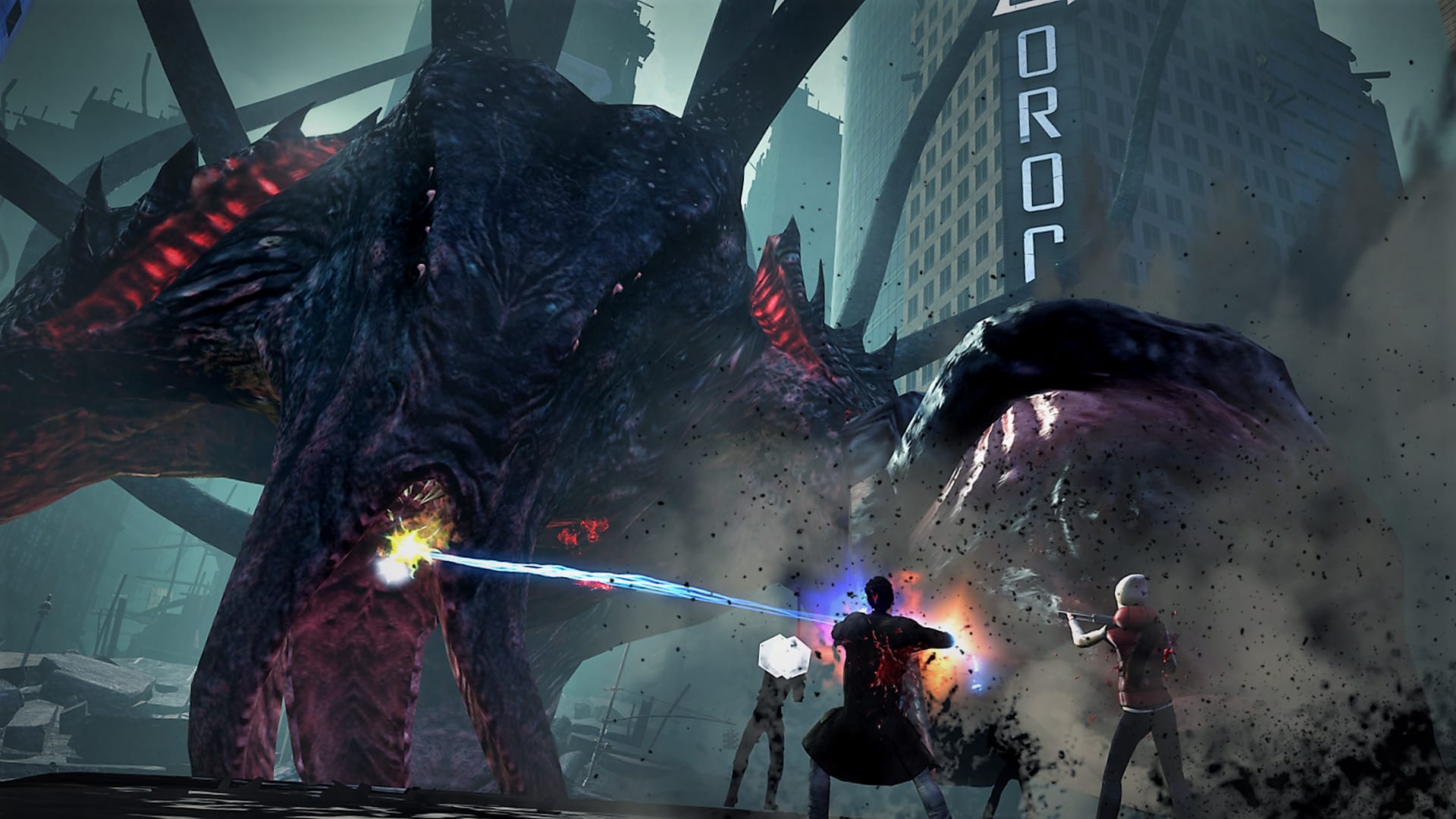 Best MMORPG games: Secret World Legends. Image shows a group of people fighting against an enormous monster.