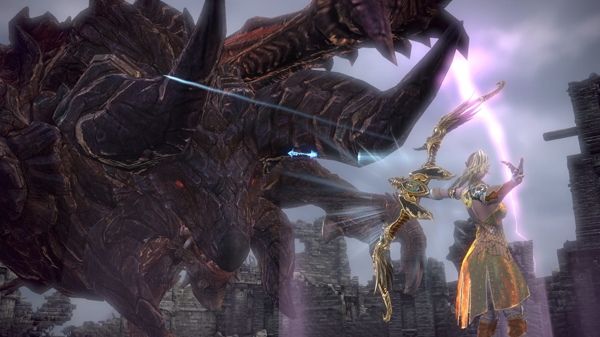Best MMORPG games: Tera. Image shows an archer taking aim at a giant beast.