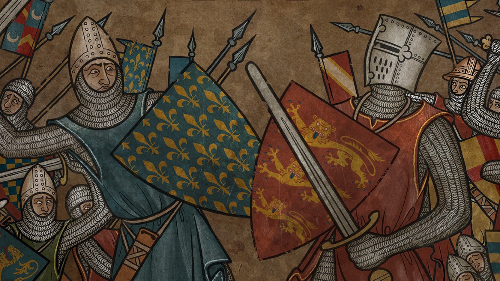 medieval art knight in battle