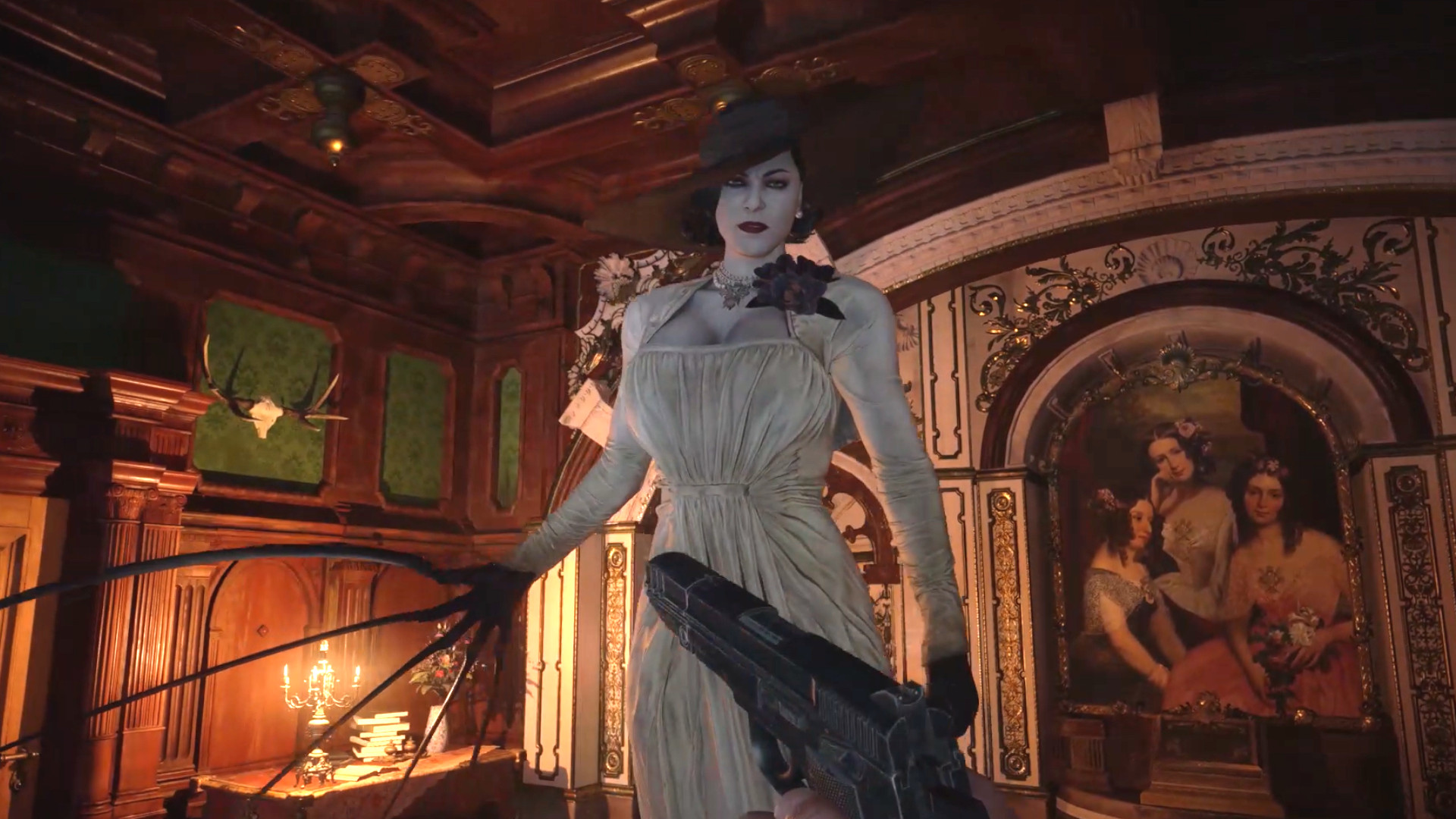 Lady Dimitrescu Looks Like An Upgraded Mr X In Resident Evil Village Gameplay Videos