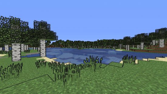 Best Minecraft shaders: the Naelegos Cel-shaders mod gives the trees an outline.
