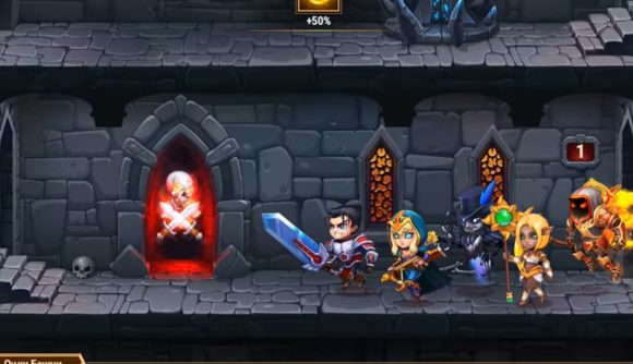 Online games: Hero Wars. Image shows a party embarking through a dungeon.