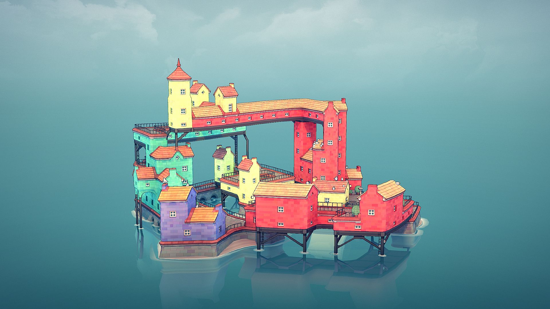 Best browser games: a beuatiful coastal settlement in Townscaper