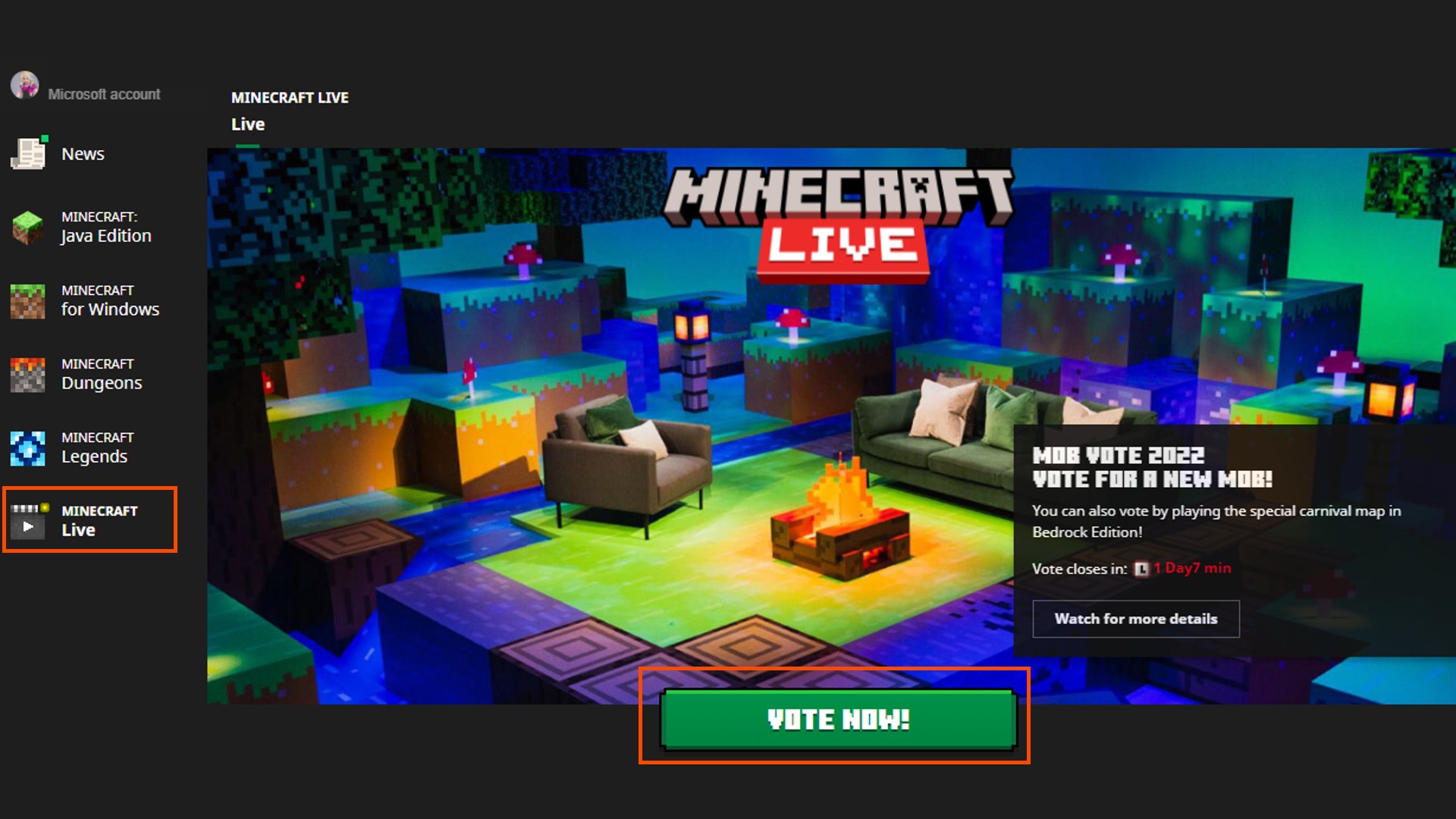Minecraft Live's next mob vote is happening in-game
