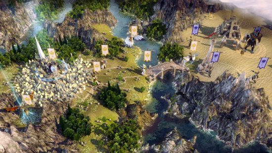 Games like Civilization: Two conflicting civilizations are separated by a bridge in Age of Wonders 3