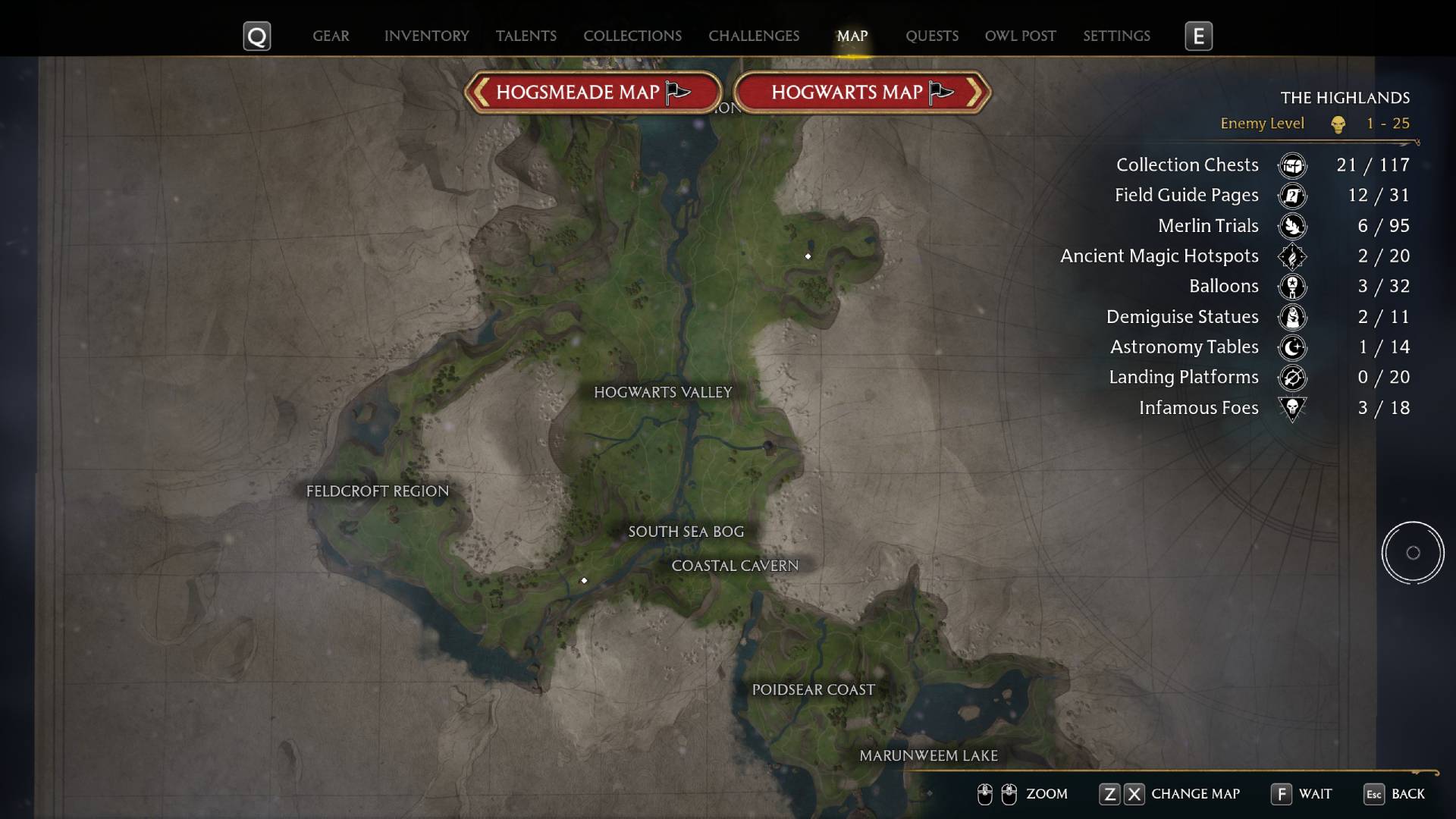Hogwarts Legacy Map Middle 