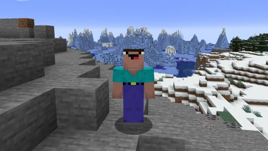 Best Minecraft skins - a Steve skin with his pants pulled up higher than normal and a silly look on his face, which is exaggerated by his features all being at the top of his face.