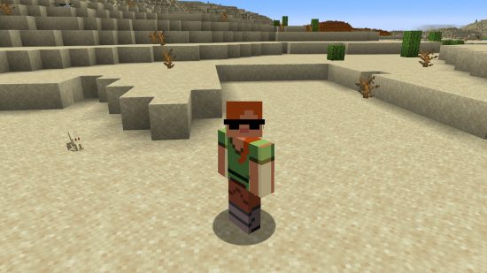 Best Minecraft skins: An alternate alex skin, still with her iconic orange hair and green top, but wearing sunglasses and additional shading.