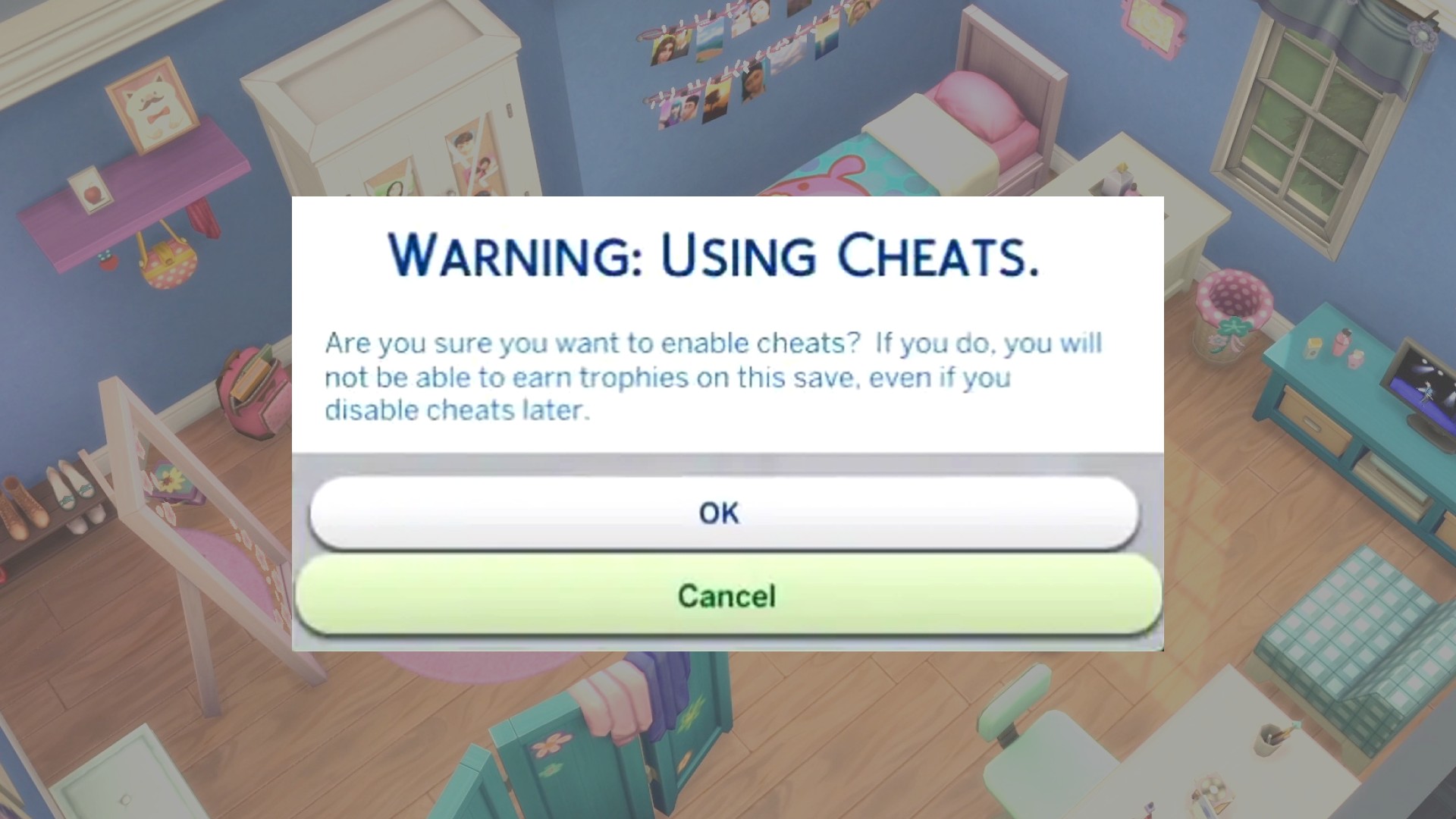Warning Using Sims 4 Cheats 