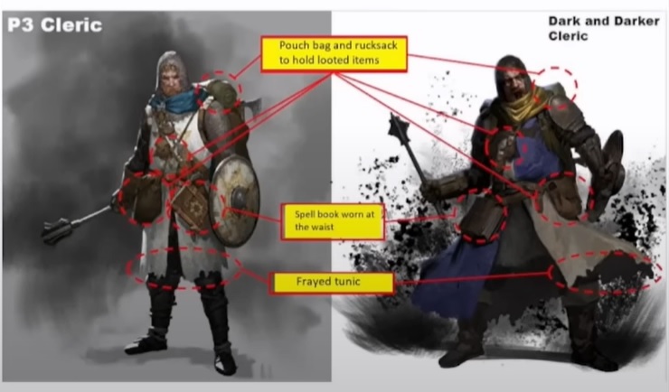 Dark and Darker-Entwickler wird von Nexon verklagt: Ein Bild, das Charaktere aus Dark and Darker mit anderen im RPG-Spiel vergleicht