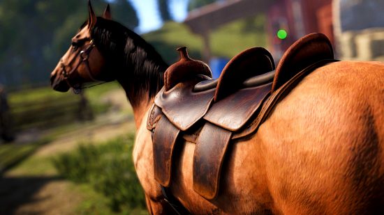 Rust-Update-Patchnotizen – ein Pferd mit einem Zweisitzer-Sattel auf dem Rücken