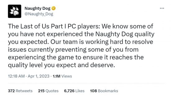Naughty Dog apologises to PC games, promises more The Last of Us Part 1  patches - OC3D
