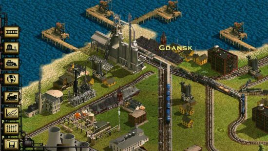 Railways branch out from a hub of industry and trade in Gdansk, in one of the best train games, Railroad Tycoon 2.