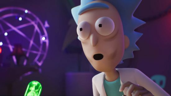 Multiversus tier list: Rick has a shocked expression as he's just wandered into the wrong universe.