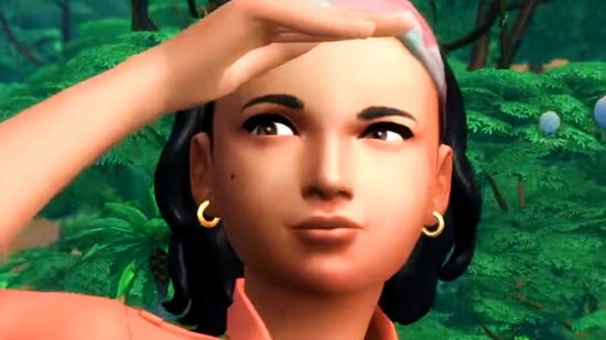 O DLC GRATUITO SIMS 4 - Uma mulher coloca a mão na testa enquanto olha em uma selva
