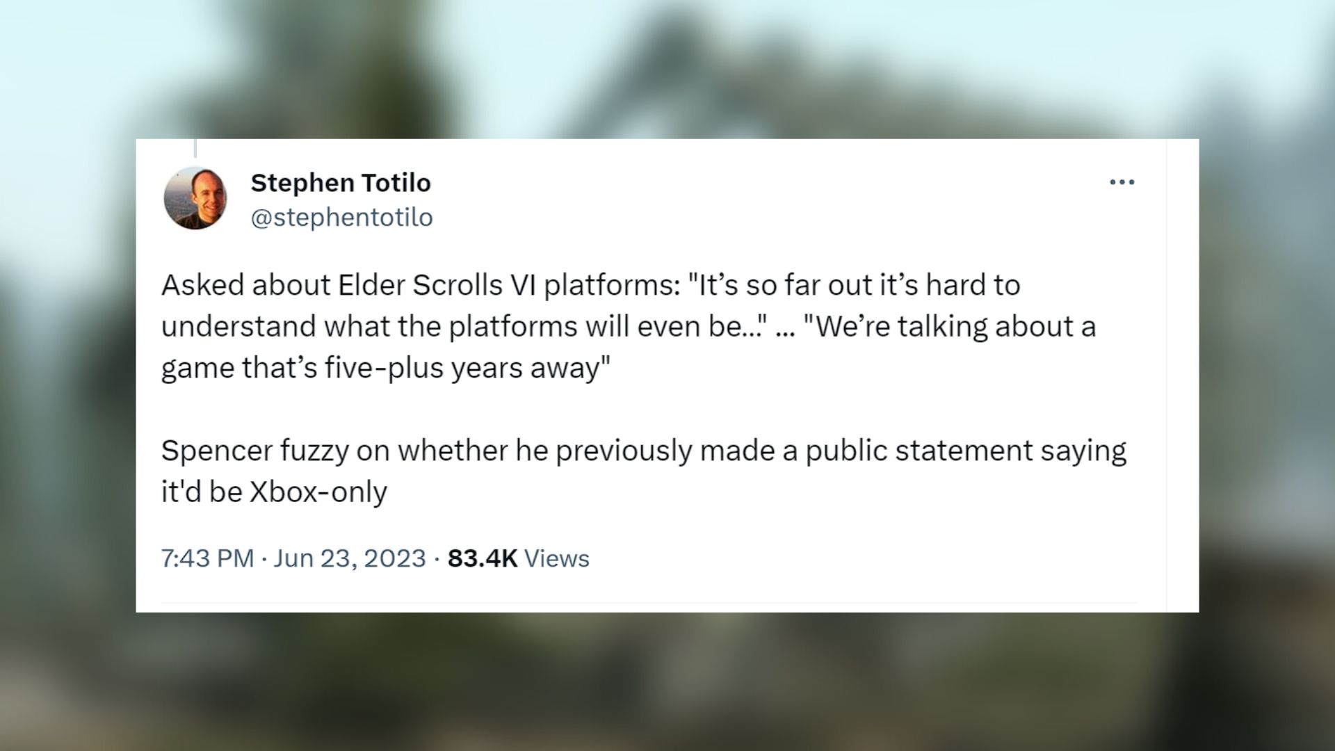 The Elder Scrolls 6 is at least five years away