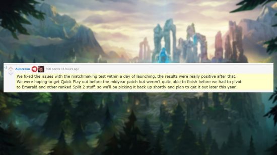 Ein Reddit-Kommentar des Riot-Entwicklers Auberaun über den Schnellspielmodus von League of Legends