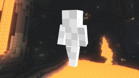 Лучшие скины Minecraft: Так называемый «невидимый» скин Minecraft, который на самом деле представляет собой белые и серые прямоугольники, выглядит так, как будто в рендеринге реального скина есть ошибка.