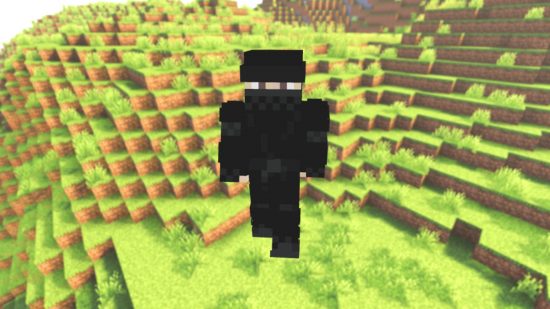 Лучшие скины Minecraft: скин ниндзя Minecraft, все тело которого, кроме глаз, покрыто черным костюмом ниндзя.