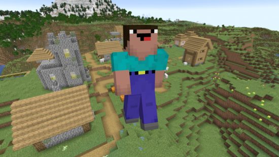 Лучшие скины Minecraft — скин Стива со штанами, натянутыми выше, чем обычно, и глупым выражением лица, которое преувеличено тем, что все его черты находятся в верхней части его лица.
