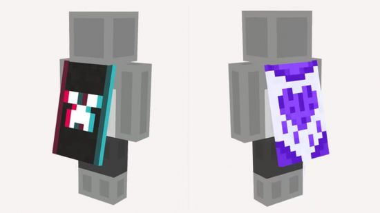 La cape Minecraft Purple Heart et la cape Minecraft TikTok.