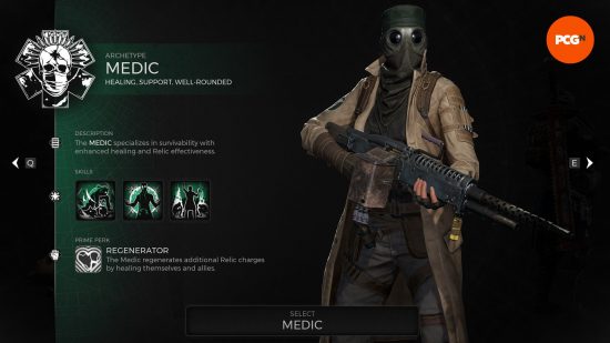 Remnant 2 archetype tier list: a person wearing a long coat and a gas mask.