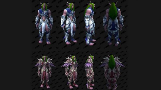 World of Warcraft male Night Elf Heritage Armor sets datamined by Wowhead from patch 10.1.7 PTR.