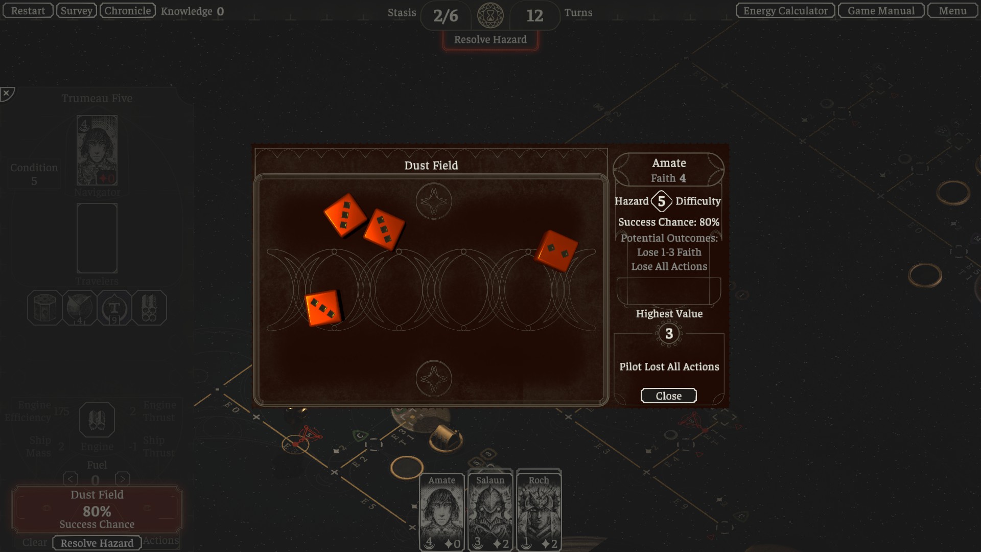 A dice roll in The Banished Vault.