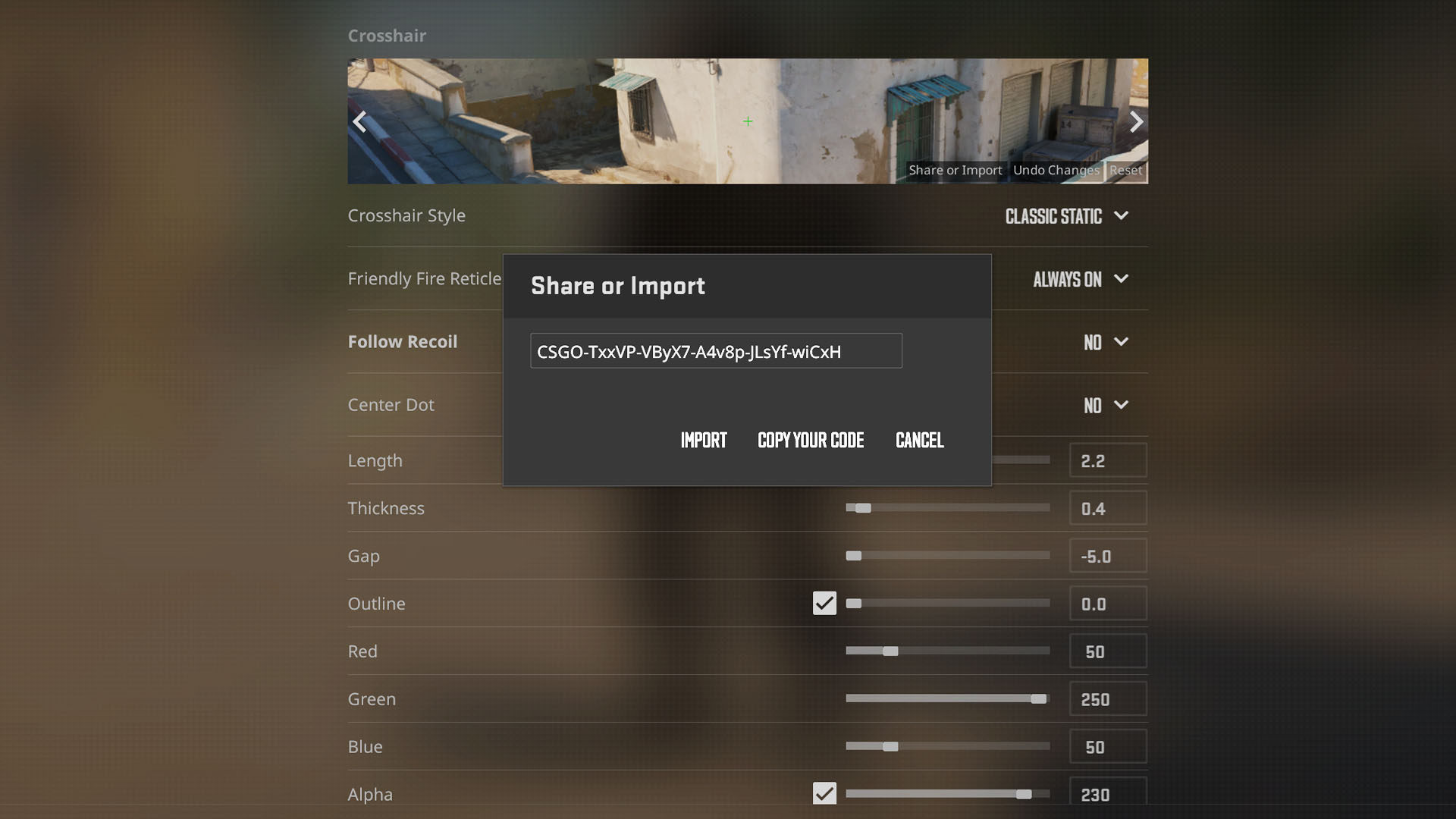 Counter Strike 2 Crosshairs Best Codes Import 