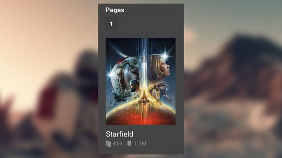 Starfield-Mod-Downloads: Ein Bild von Nexus Mods, das die Anzahl der Starfield-Mods und Mod-Downloads zeigt