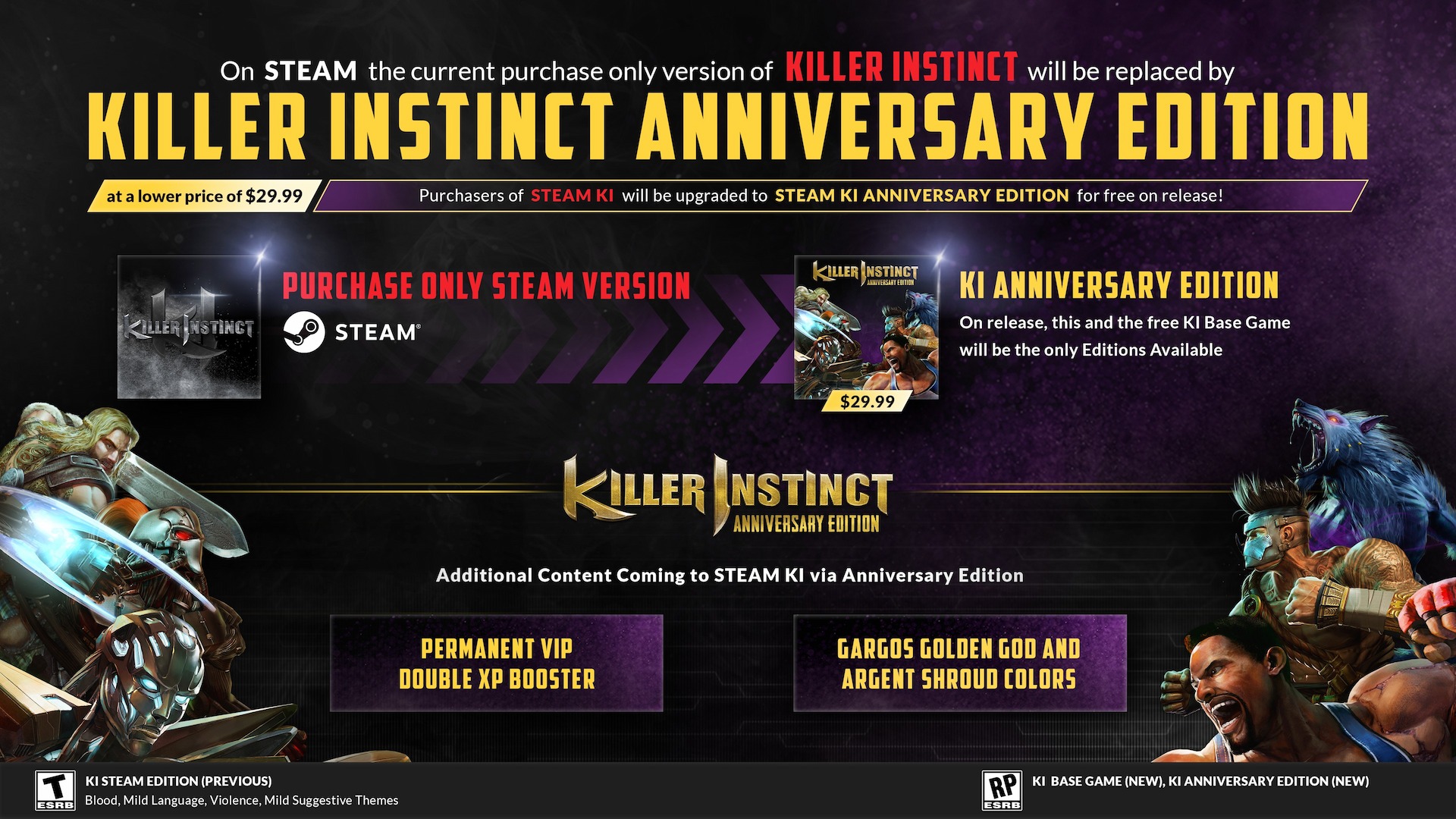 Informationsbild von Killer Instinct vom Entwickler, das Details zur Steam-Edition zeigt