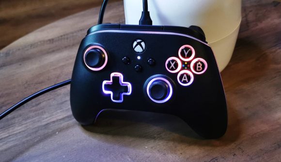 Photo of the PowerA Advantage wired controller with Lumectra.