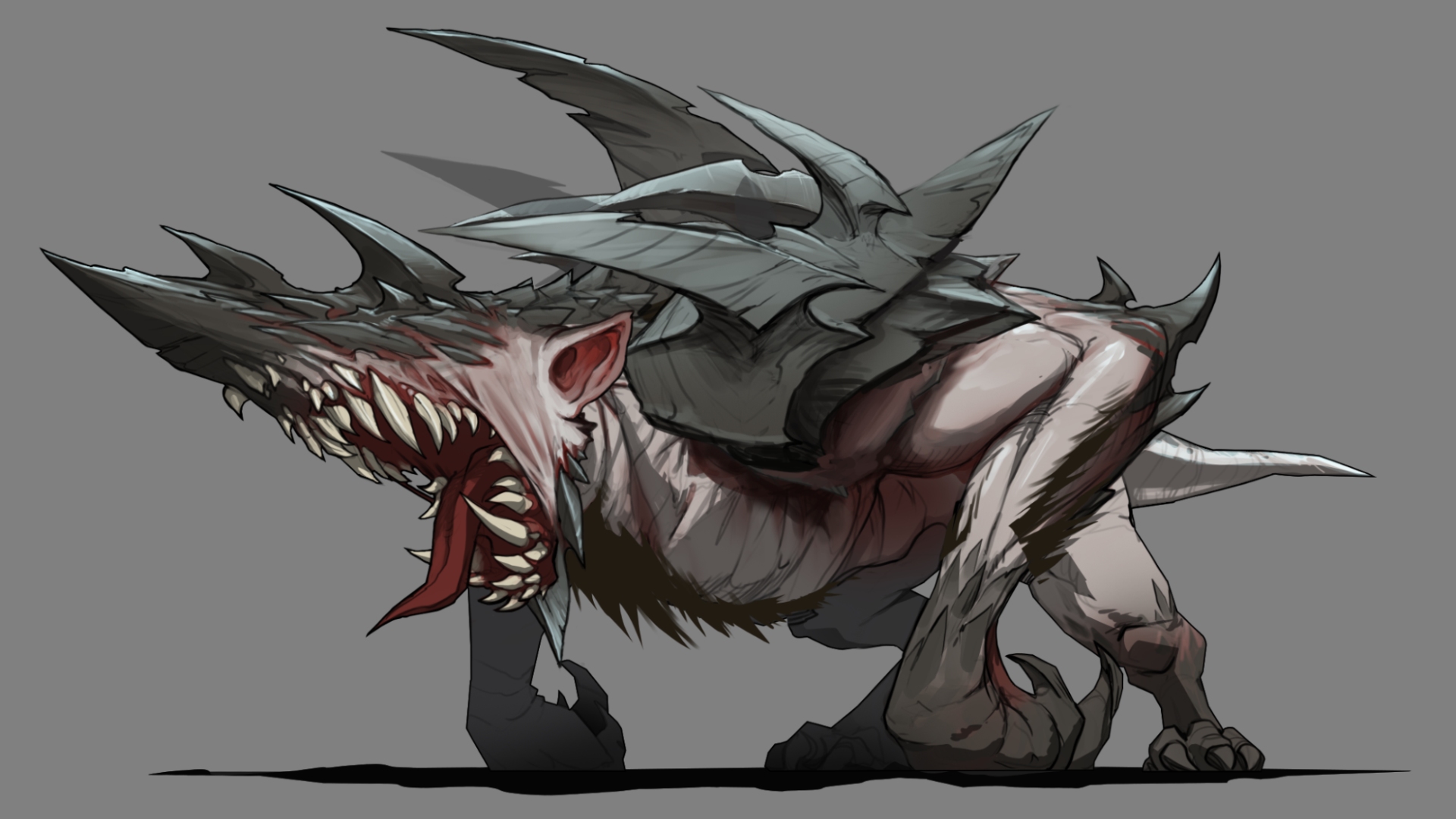 V Rising concept art of a spiked new enemy with a wide-open mouth lined by rows of sharp fangs