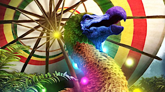 This fabulous rainbow-colored Dodo is just one of the many shiny creatures as part of the best Ark Survival Ascended mods.