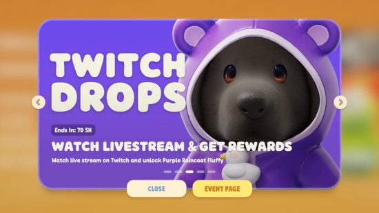 Party Animals Twitch Drops: Purple Raincoat Fluffy.