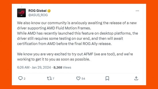 Asus ROG Ally takes fight to Steam Deck with frame generation update : r/Amd