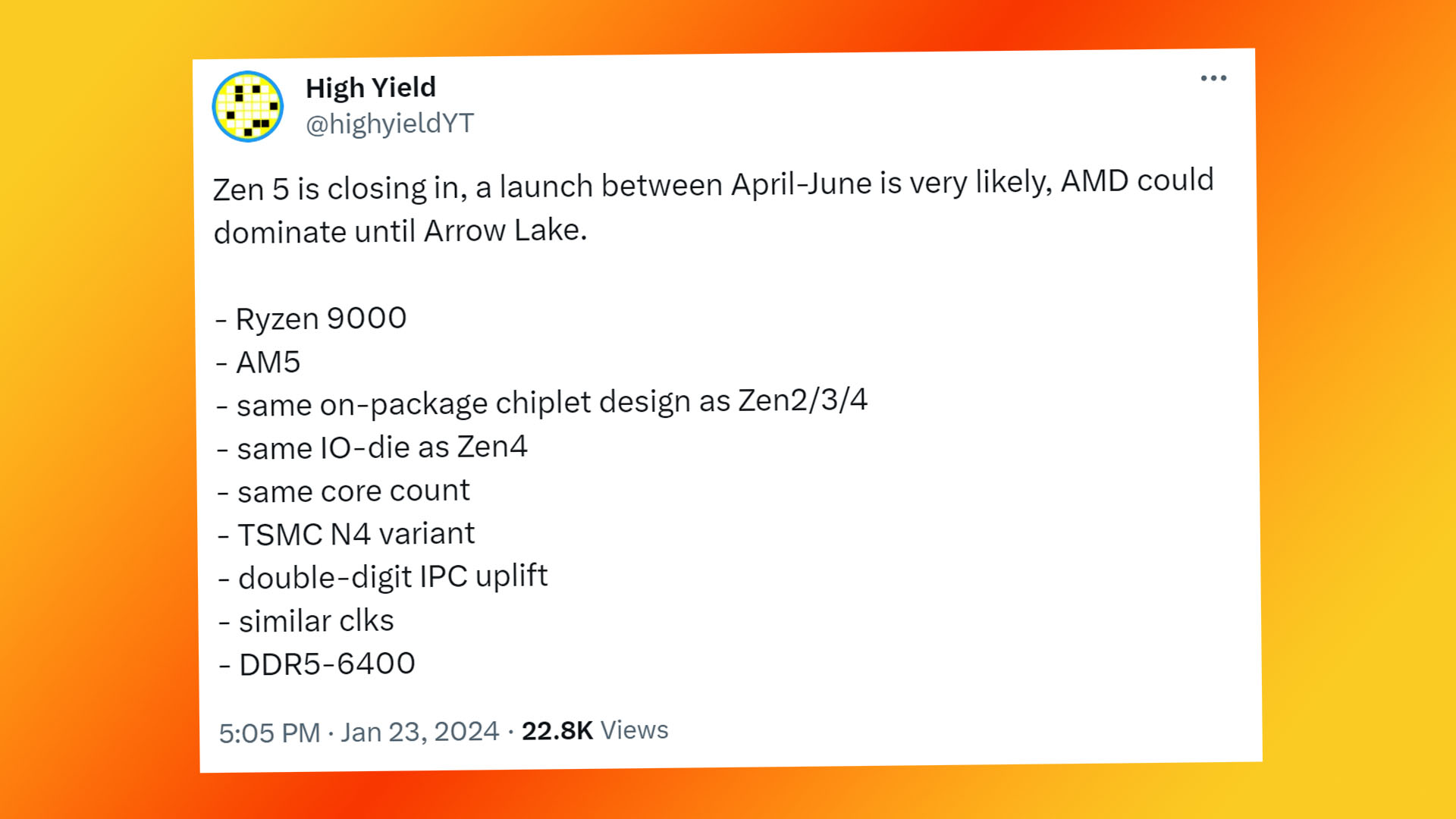 Erscheinungsdatum des AMD Ryzen 9000: High-Yield-Tweet