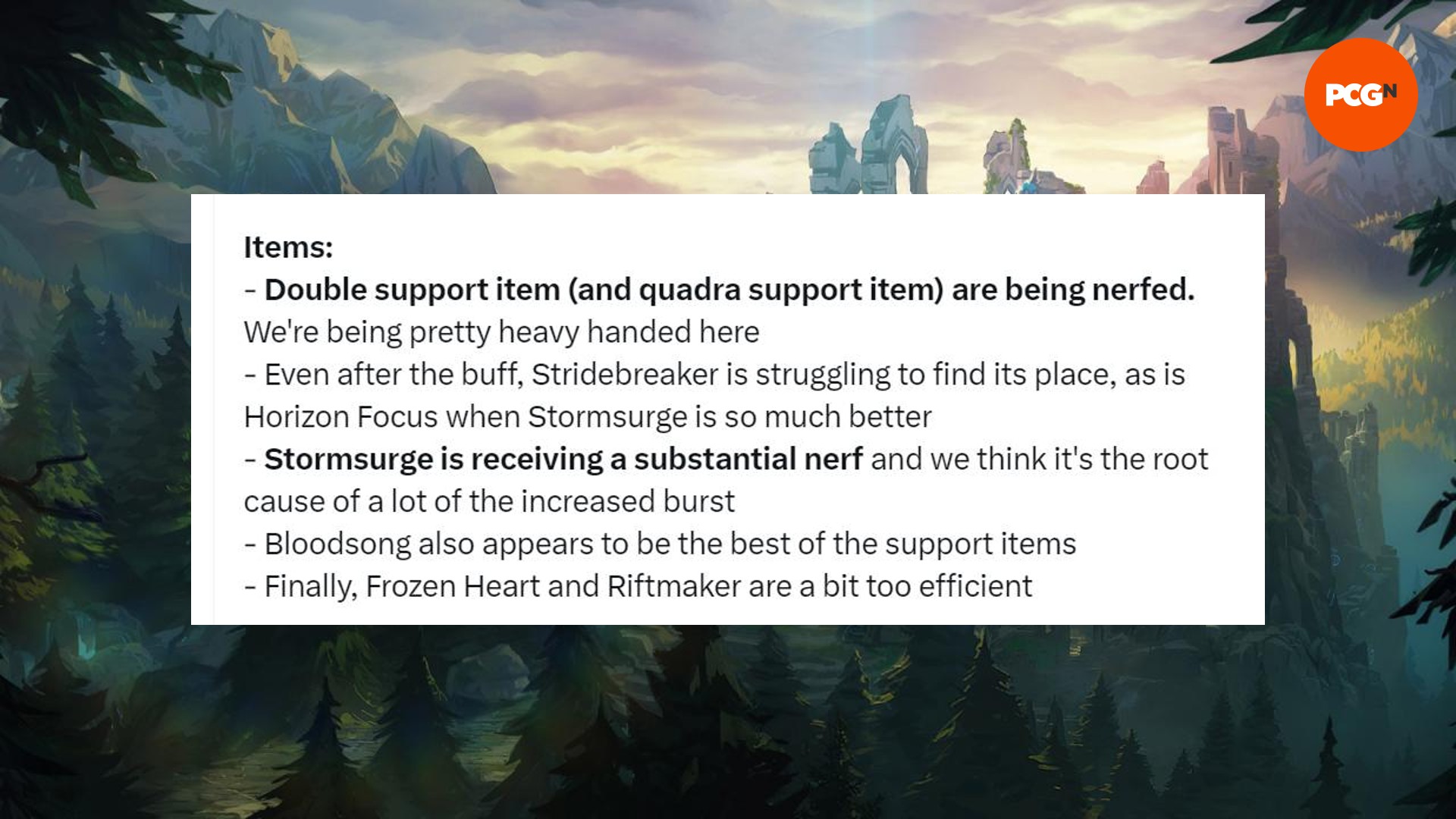 League players fear double support item nerf will have