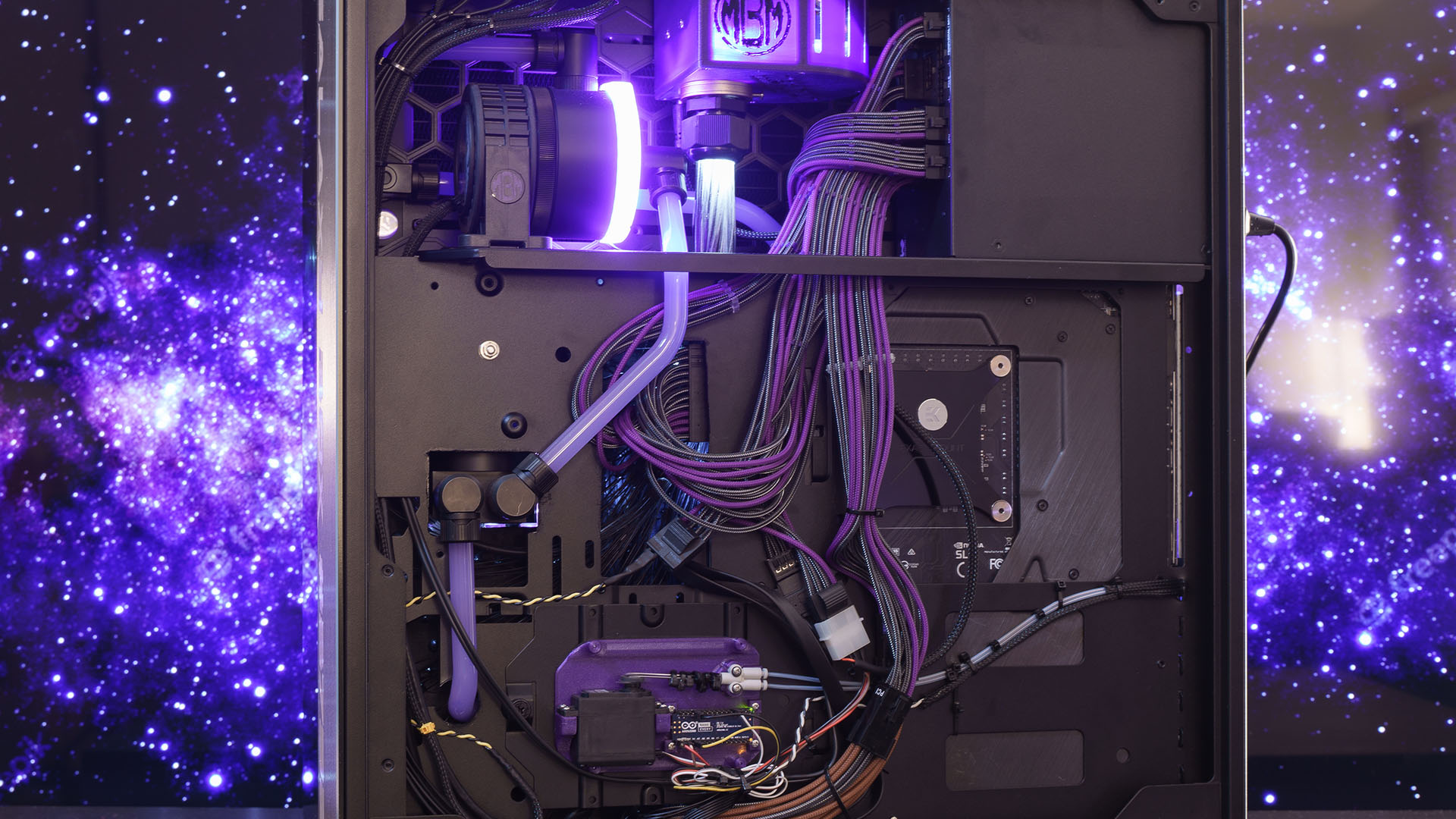 The rear of the build, featuring all its cable management