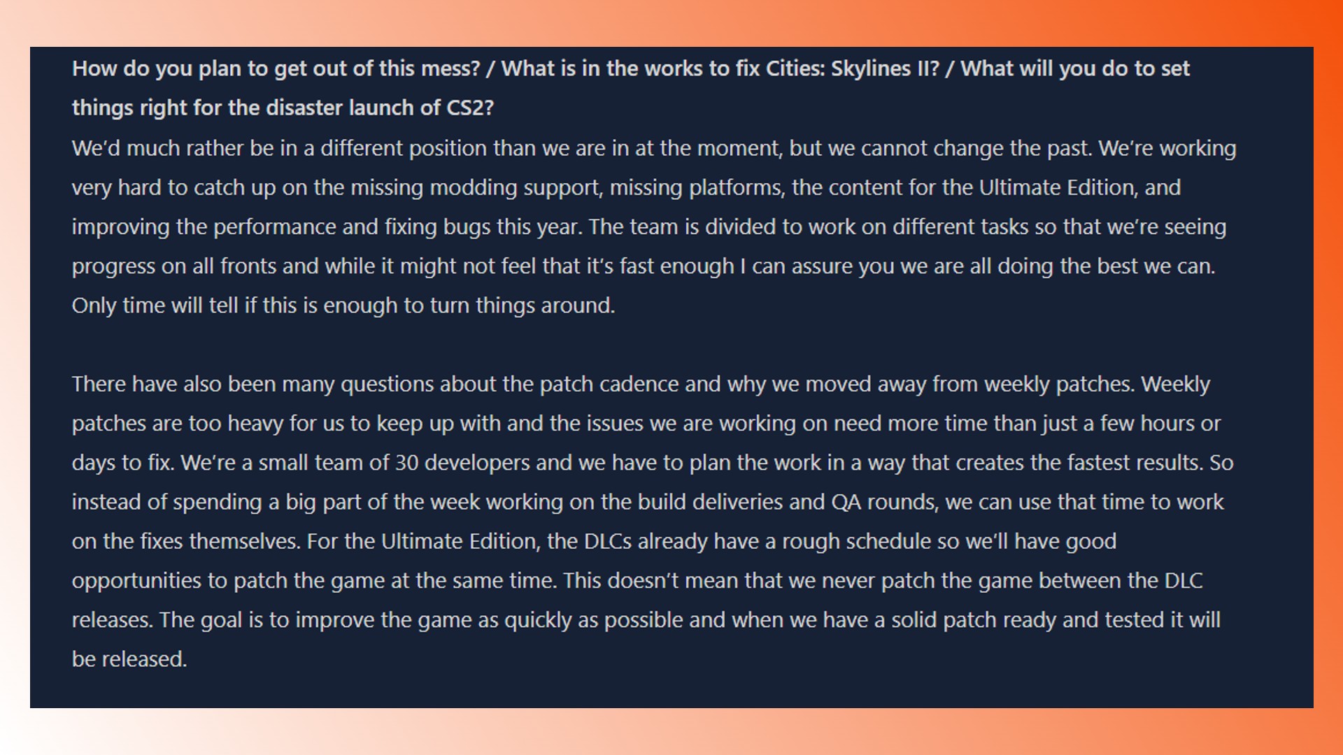 Mods de Cities Skylines 2: una declaración del CEO de Colossal Order sobre los mods de Cities Skylines 2