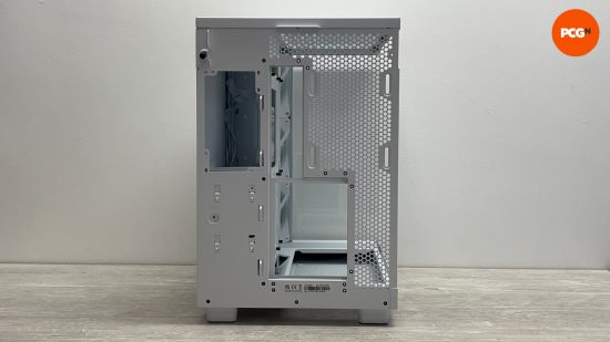 NZXT H6 Flow RGB review image showing the case's back panel.