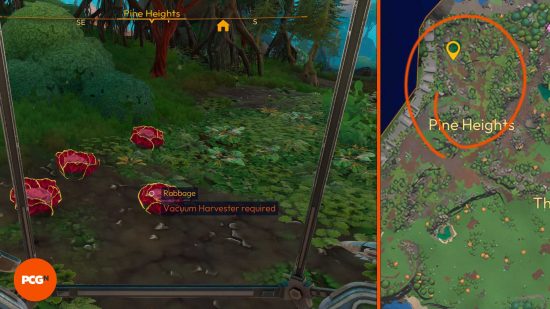A map circled to show where and how to get Rabbages in Lightyear Frontier.