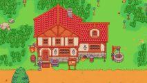 Stardew Valley inspired indie game gets discount, Steam resurgence: A red-roofed cartoon inn, from Travellers Rest.