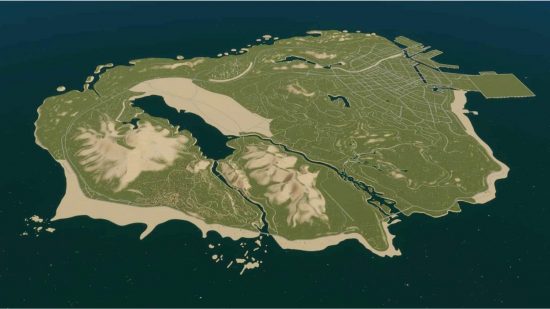 The Los Santos map made in CS2 thanks to GTA5 map, one of the best Cities Skylines 2 mods.