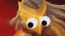 The Ironclad sporting a set of googly eyes courtesy of the Googly Eyes mod, one of the best Slay the Spire mods.