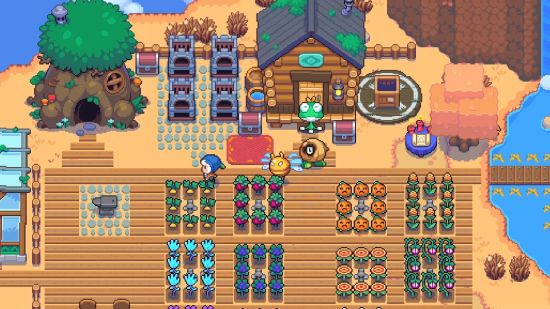 A farm in front of the player's house in Moonstone Island, one of the best games like Stardew Valley.