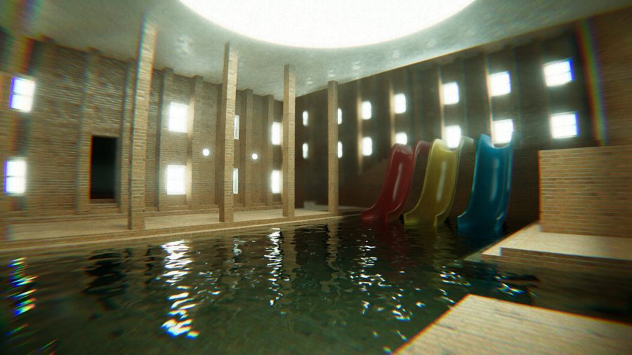 A room in the psychological horror game POOLS.