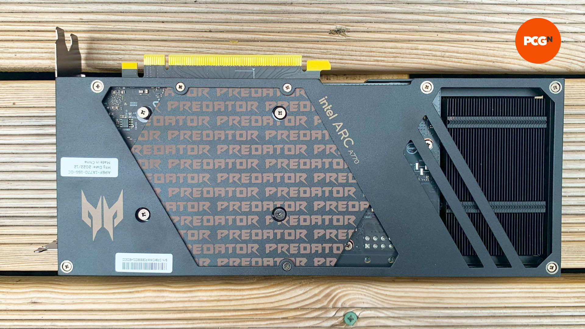 Intel Arc A770 review: Acer Predator BiFrost OC back of graphics card