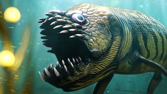 Ark Survival Ascended Xiphactinus is the latest dinosaur mod to join the full roster - A giant tuna-like fish with a mouth full of large, sharp teeth.
